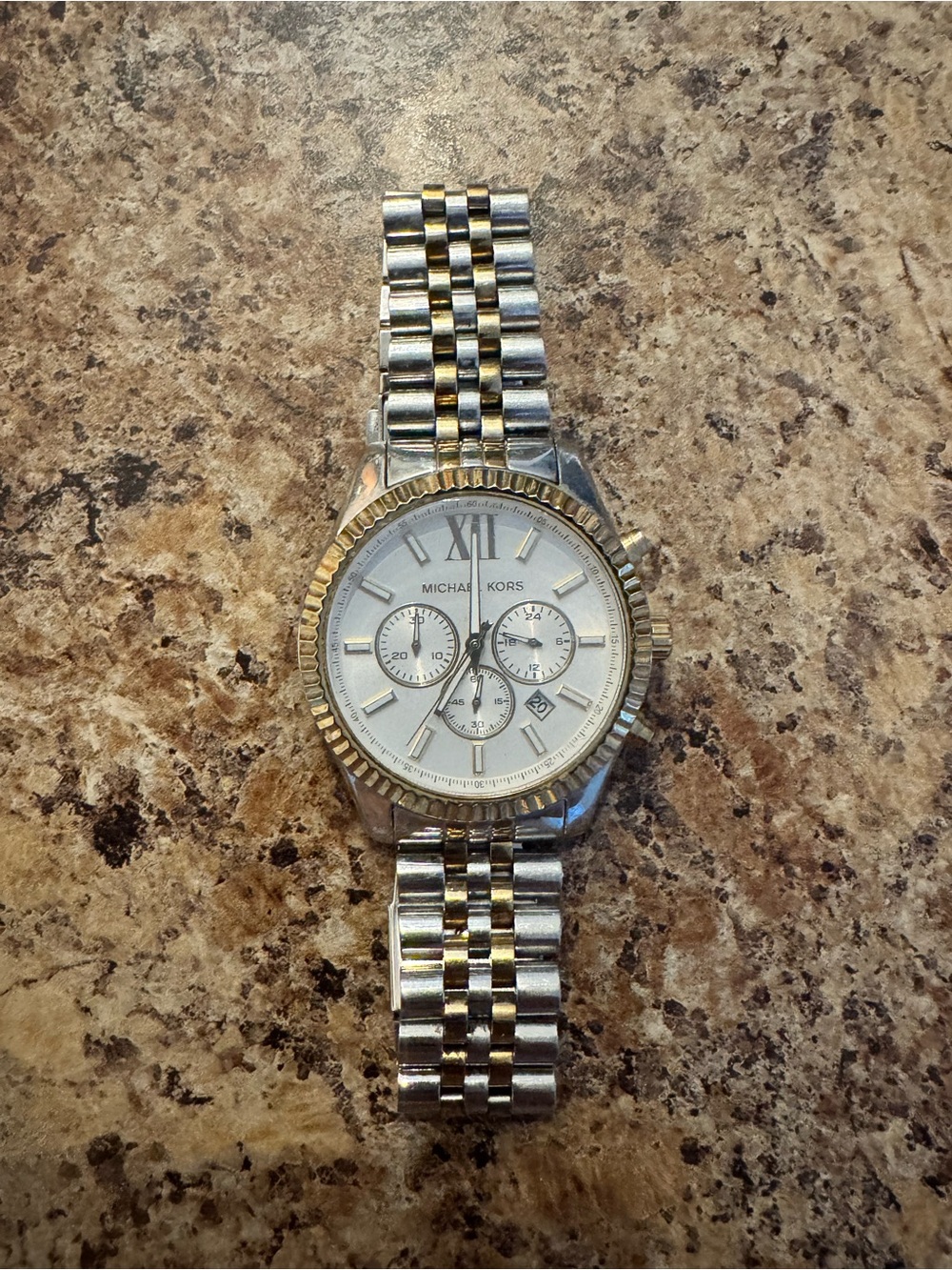 Michael Kors Lexington Two-Tone Silver and Gold Chronograph Bracelet Watch
